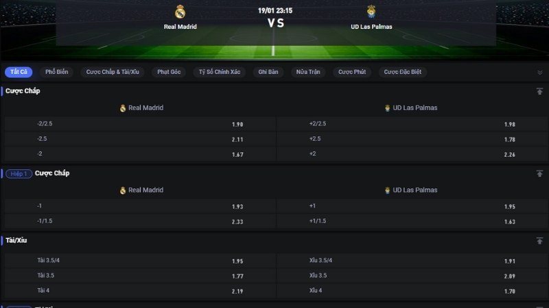 Real Madrid vs Las Palmas