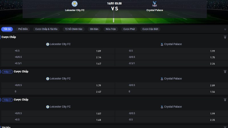 Leicester vs Crystal Palace