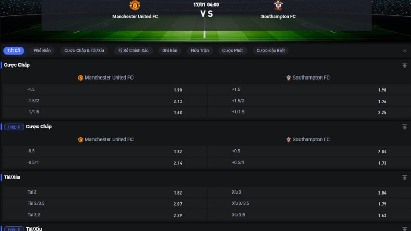 Man Utd vs Southampton