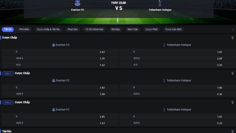 Everton vs Tottenham
