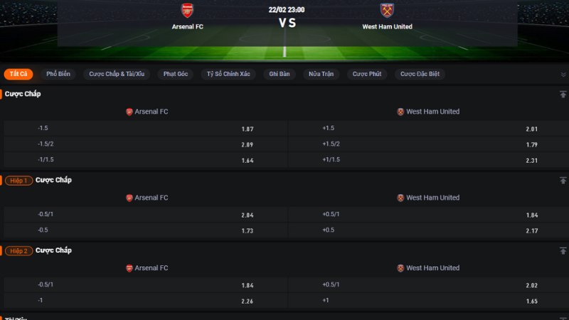 Arsenal vs West Ham