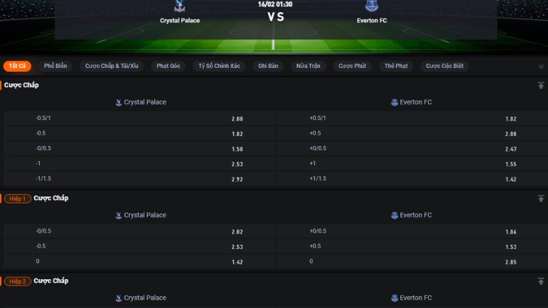 Crystal Palace vs Everton