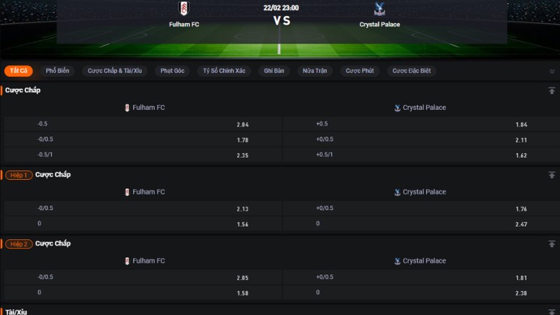 Fulham vs Crystal Palace