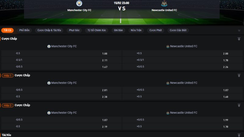 Man City vs Newcastle