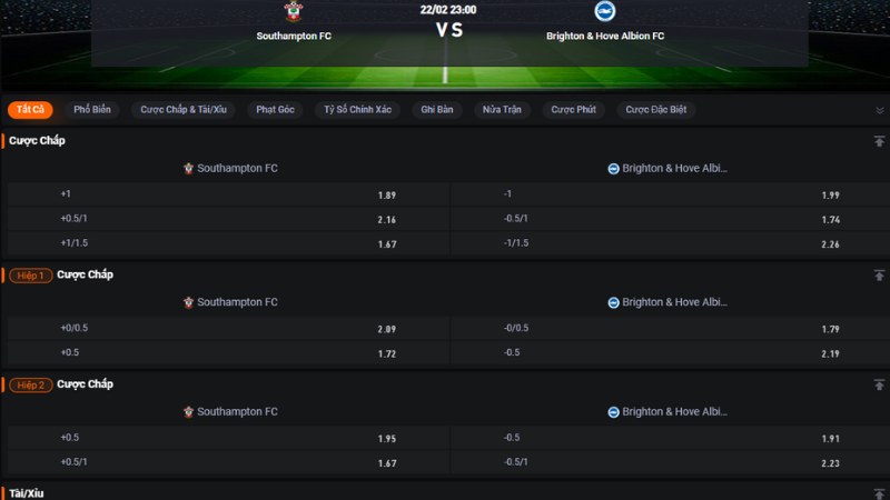 Southampton vs Brighton