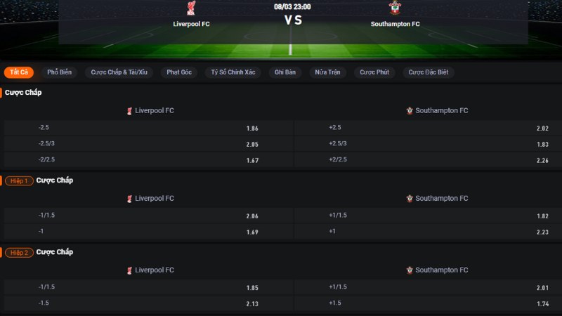 Liverpool vs Southampton