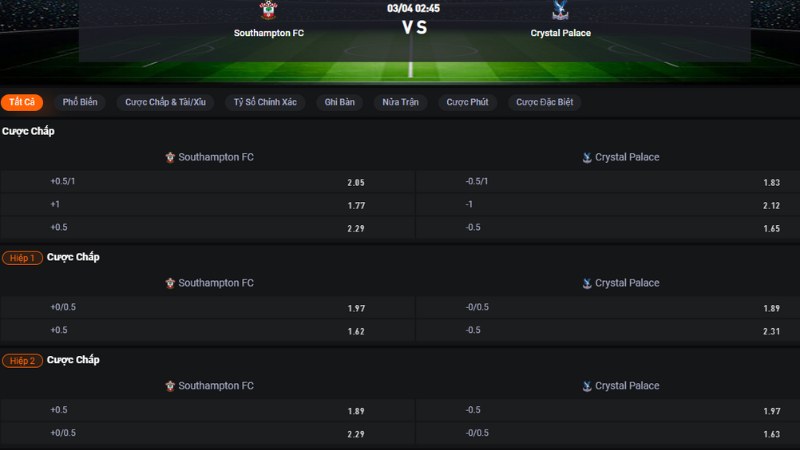Southampton vs Crystal Palace