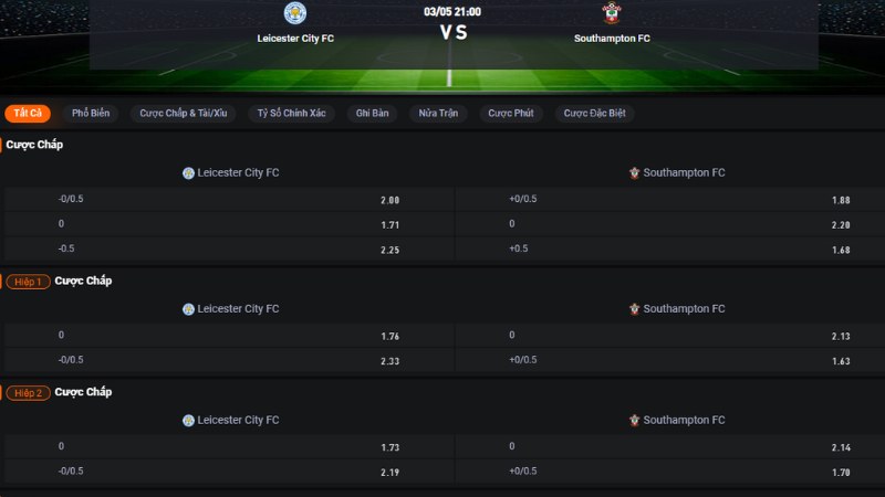 Leicester vs Southampton