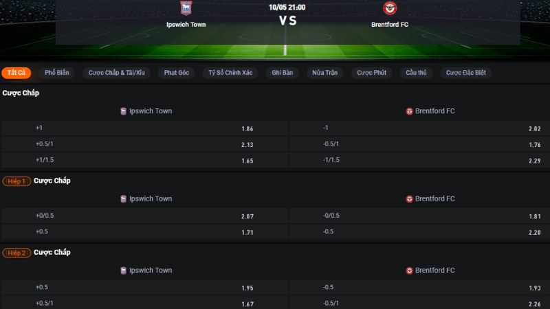 Ipswich vs Brentford