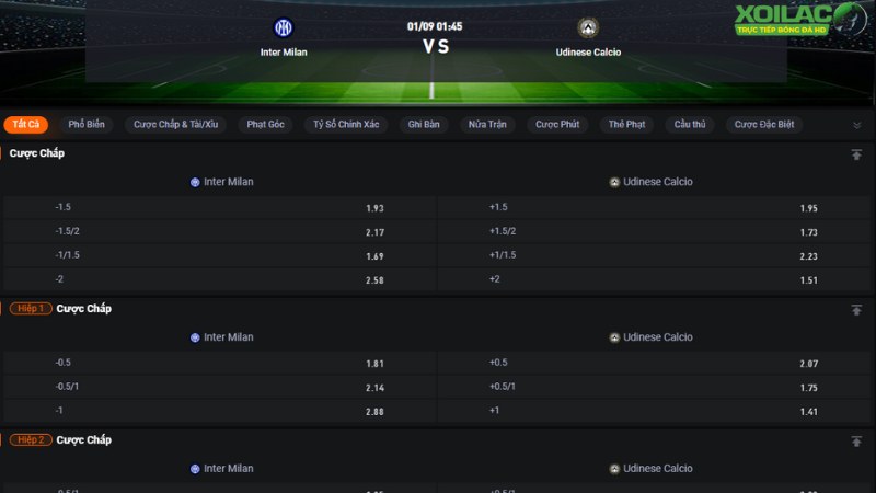 Inter Milan vs Udinese