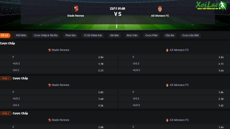 Rennes vs Monaco